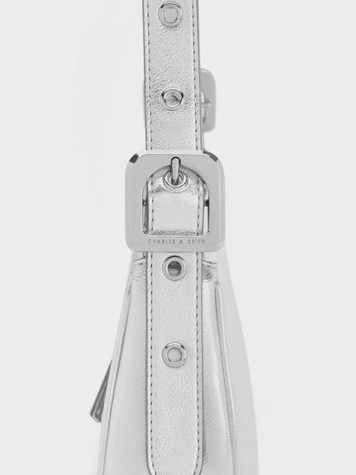 C&K Petra Curved Shoulder Bag - Silver - Image 7