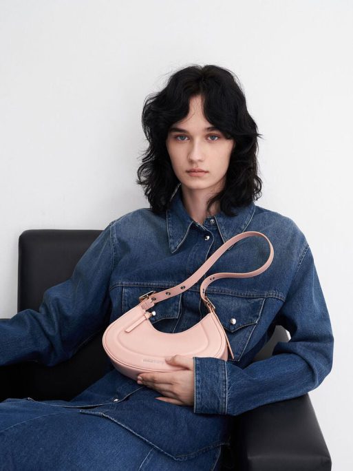 C&K Petra Curved Shoulder Bag - Pink - Image 10