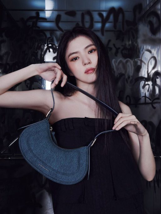 C&K Petra Denim Curved Shoulder Bag - Denim Blue - Image 2