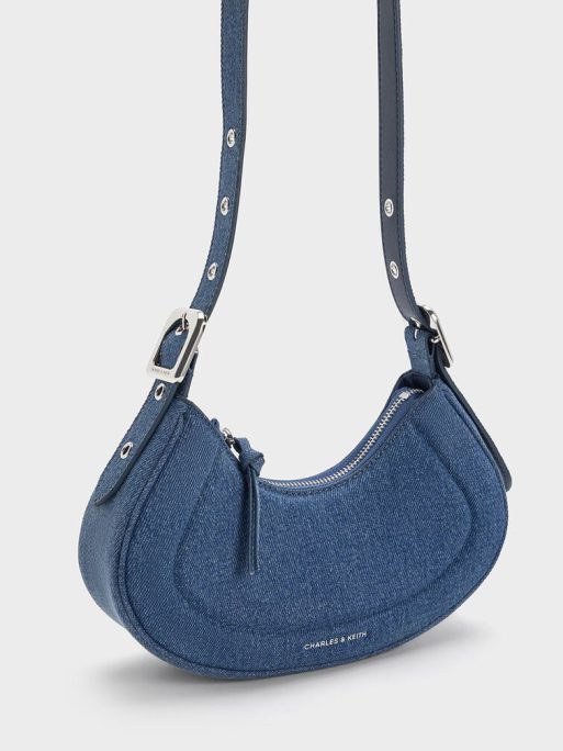 C&K Petra Denim Curved Shoulder Bag - Denim Blue - Image 3