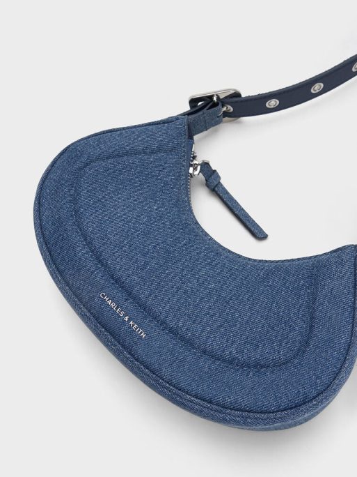C&K Petra Denim Curved Shoulder Bag - Denim Blue - Image 5