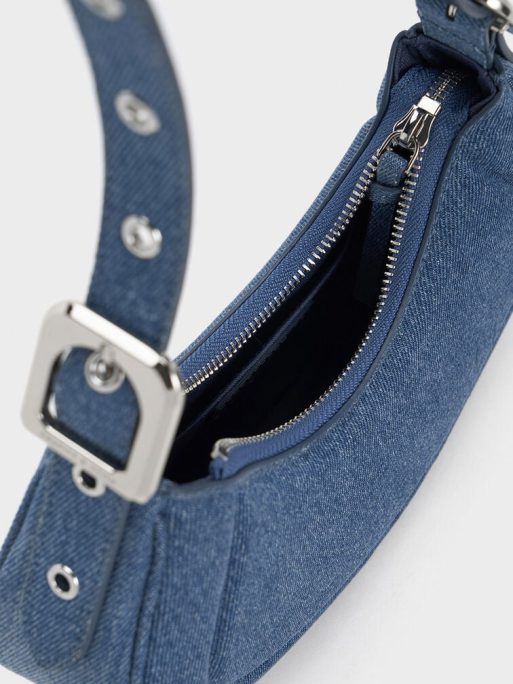 C&K Petra Denim Curved Shoulder Bag - Denim Blue - Image 8