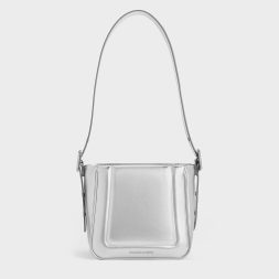 C&K Petra Metallic Boxy Bucket Bag - Silver
