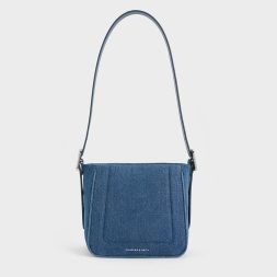C&K Petra Denim Boxy Bucket Bag - Denim Blue