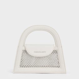 C&K Este Crystal-Embellished Trapeze Bag - White