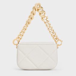 C&K Mini Danika Chunky Chain Padded Bag - White