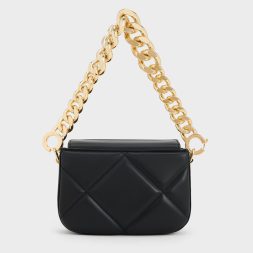 C&K Mini Danika Chunky Chain Padded Bag - Black