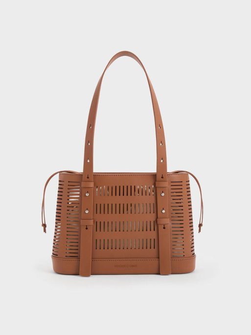 C&K Delphi Cut-Out Bucket Bag - Tan