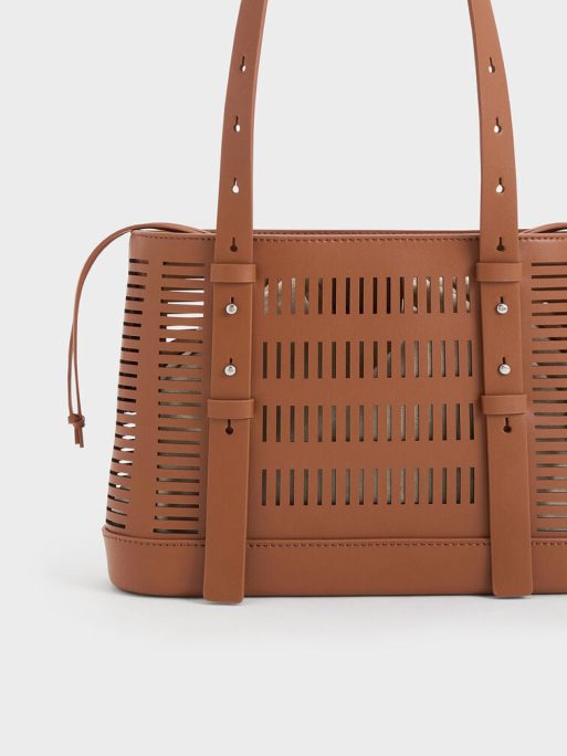 C&K Delphi Cut-Out Bucket Bag - Tan - Image 3