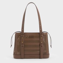 C&K Delphi Cut-Out Bucket Bag - Dark Brown