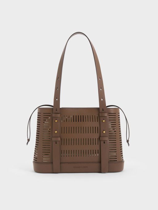 C&K Delphi Cut-Out Bucket Bag - Dark Brown