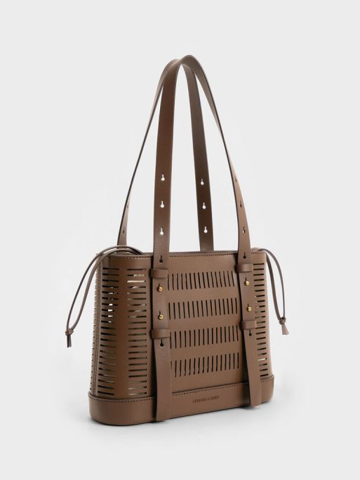 C&K Delphi Cut-Out Bucket Bag - Dark Brown - Image 2