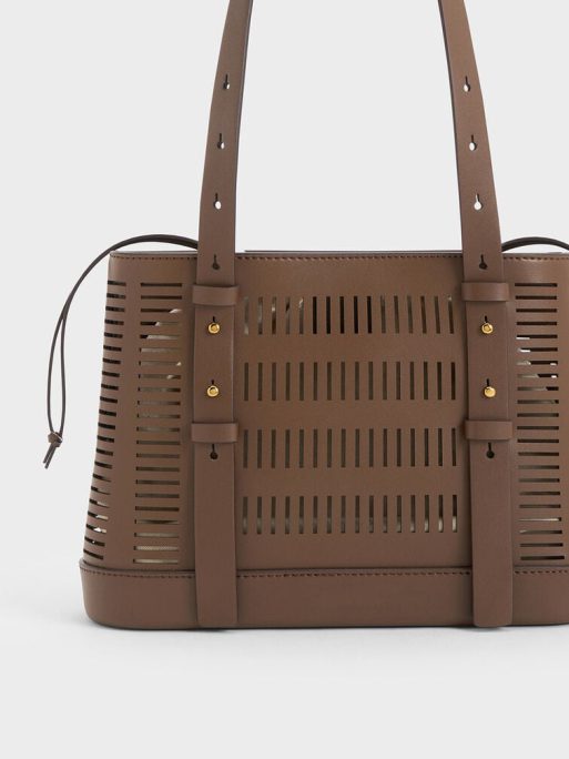C&K Delphi Cut-Out Bucket Bag - Dark Brown - Image 3