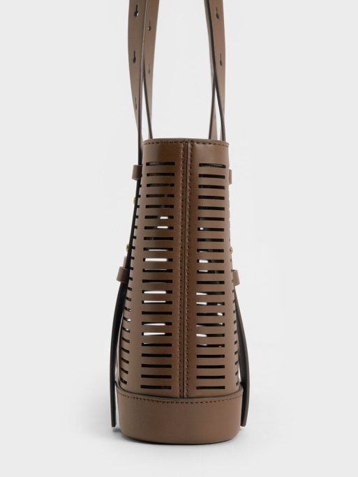 C&K Delphi Cut-Out Bucket Bag - Dark Brown - Image 4