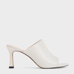C&K Round-Toe Heeled Mules - Chalk