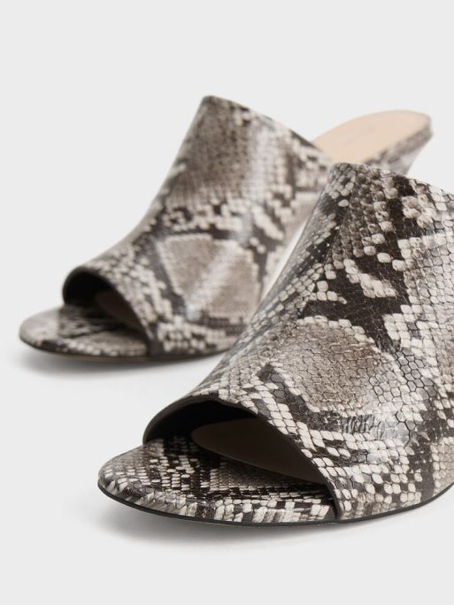 C&K Snake-Print Round-Toe Heeled Mules - Animal Print Natural - Image 4