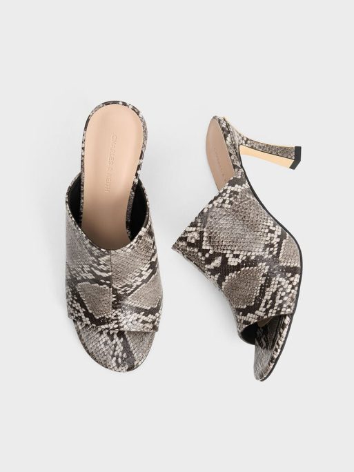 C&K Snake-Print Round-Toe Heeled Mules - Animal Print Natural - Image 5