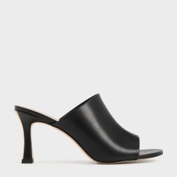 C&K Round-Toe Heeled Mules - Black