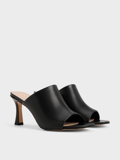 C&K Round-Toe Heeled Mules - Black - Image 2