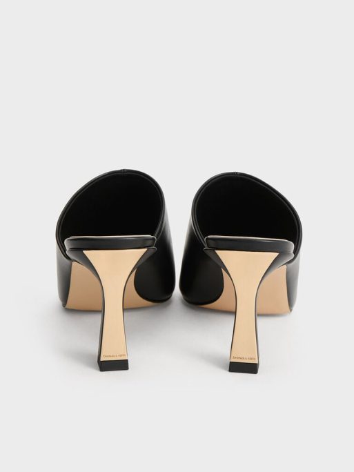 C&K Round-Toe Heeled Mules - Black - Image 3