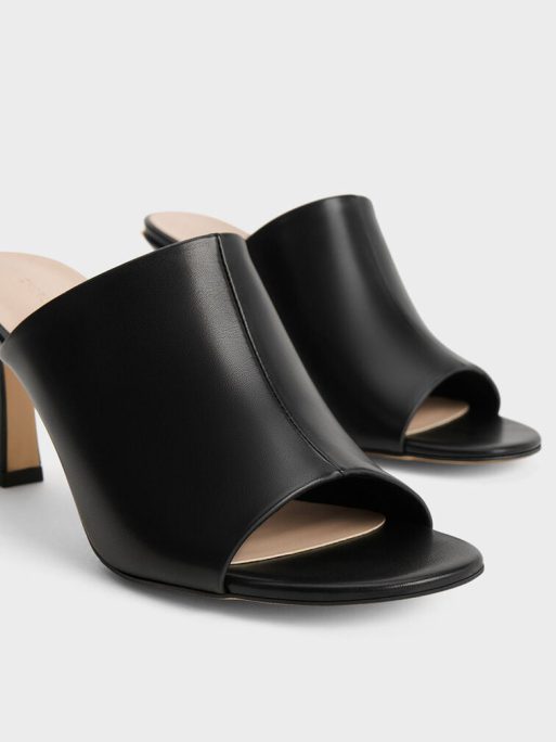C&K Round-Toe Heeled Mules - Black - Image 4