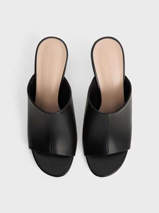 C&K Round-Toe Heeled Mules - Black - Image 5