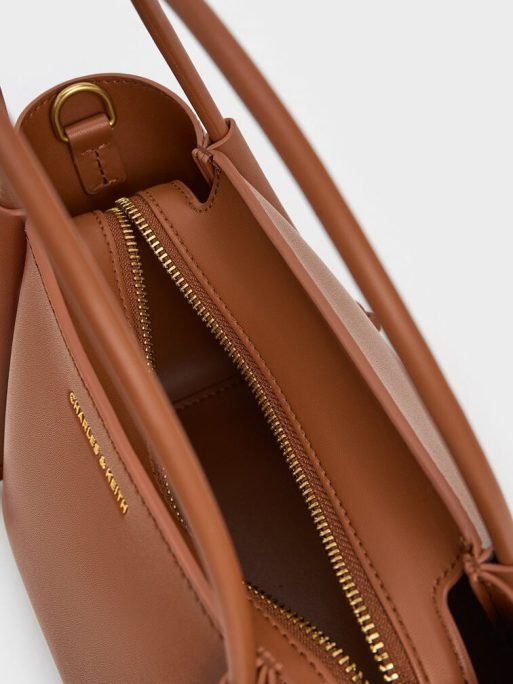 C&K Elora Elongated-Handle Tote Bag - Tan - Image 5