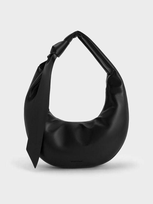 C&K Toni Knotted Curved Hobo Bag - Noir