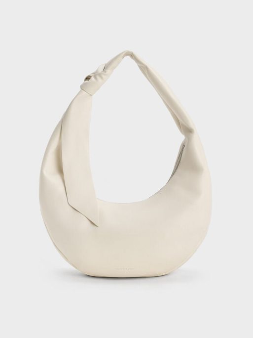 C&K Toni Knotted Curved Hobo Bag - Chalk
