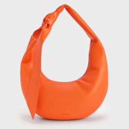 C&K Toni Knotted Curved Hobo Bag - Orange