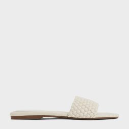 C&K Woven Open-Toe Slides - Chalk
