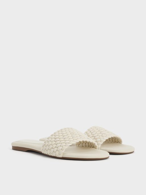 C&K Woven Open-Toe Slides - Chalk - Image 2