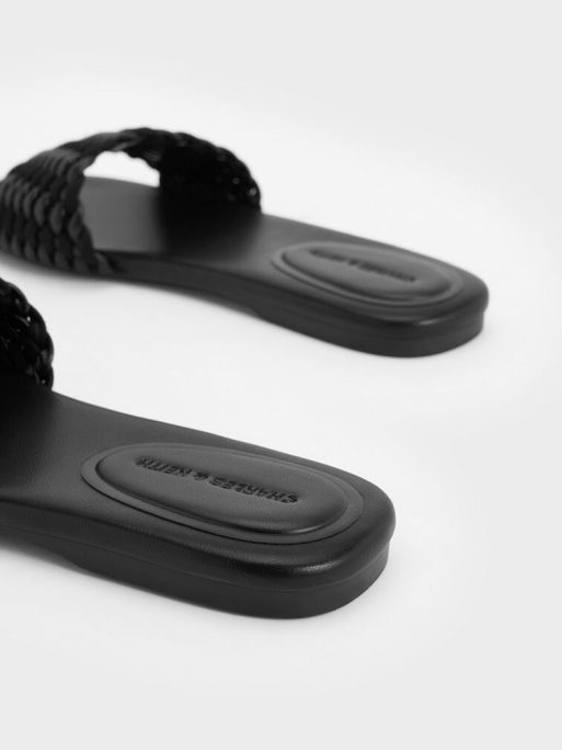 C&K Woven Open-Toe Slides - Black - Image 3