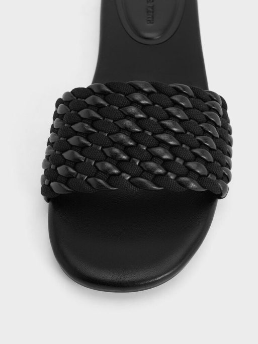 C&K Woven Open-Toe Slides - Black - Image 4