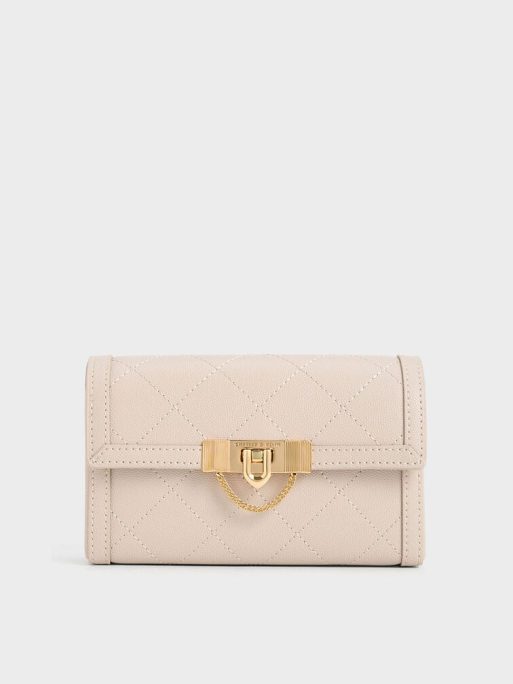 C&K Tallulah Quilted Push-Lock Clutch - Oat
