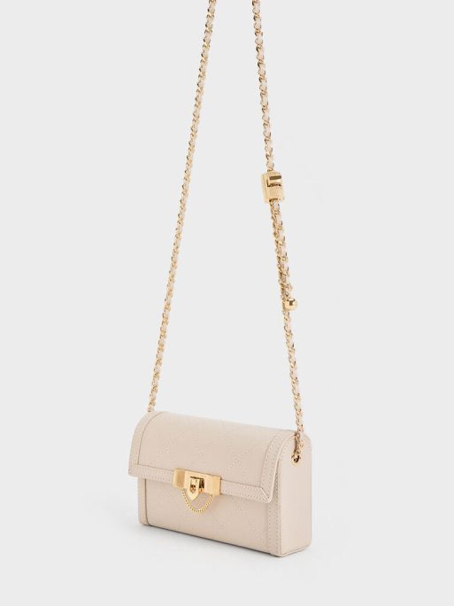 C&K Tallulah Quilted Push-Lock Clutch - Oat - Image 3
