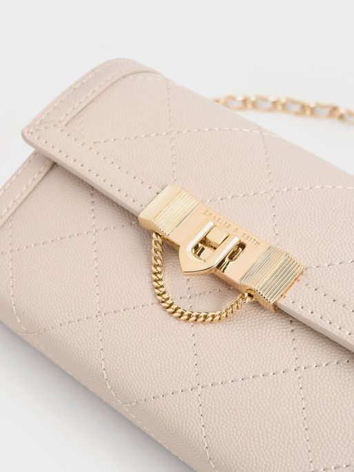 C&K Tallulah Quilted Push-Lock Clutch - Oat - Image 6