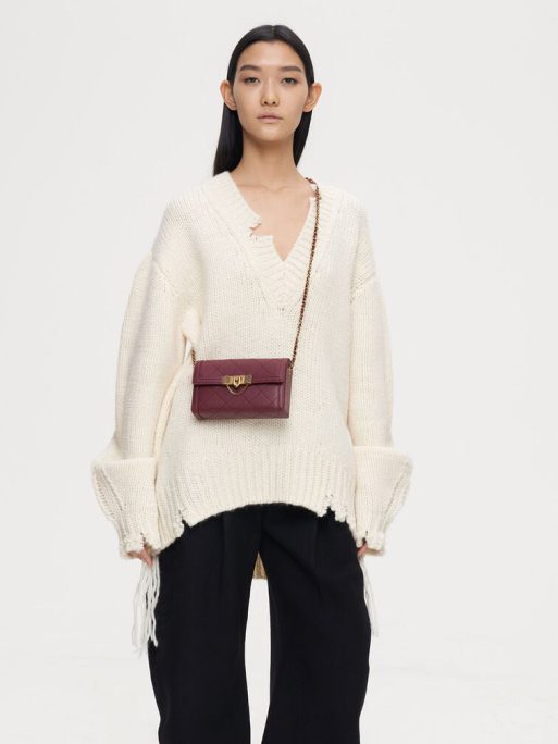 C&K Tallulah Quilted Push-Lock Clutch - Burgundy - Image 2