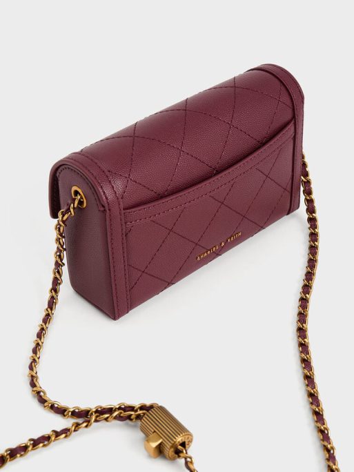 C&K Tallulah Quilted Push-Lock Clutch - Burgundy - Image 5
