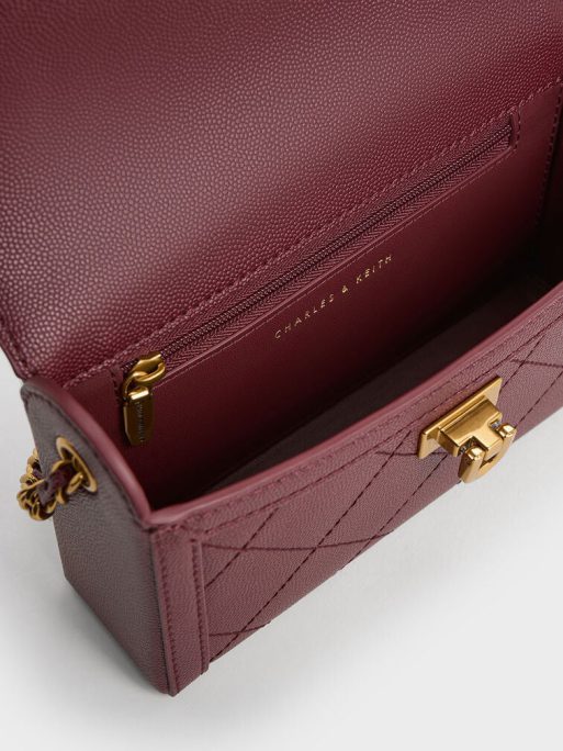 C&K Tallulah Quilted Push-Lock Clutch - Burgundy - Image 7