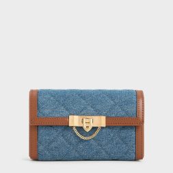 C&K Tallulah Denim Metallic Push-Lock Clutch - Denim Blue