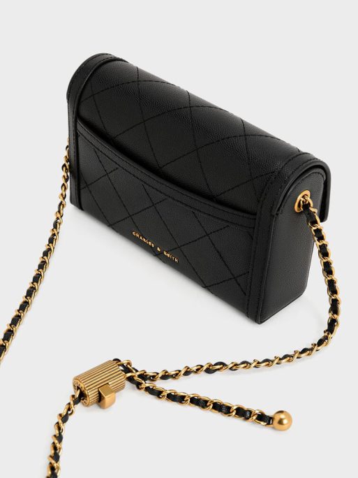 C&K Tallulah Quilted Push-Lock Clutch - Black - Image 5
