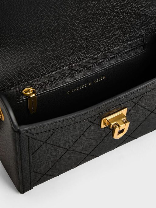 C&K Tallulah Quilted Push-Lock Clutch - Black - Image 7