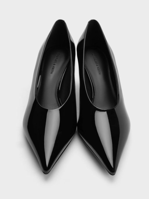 C&K Patent Pointed-Toe Kitten-Heel Pumps - Black Patent - Image 3