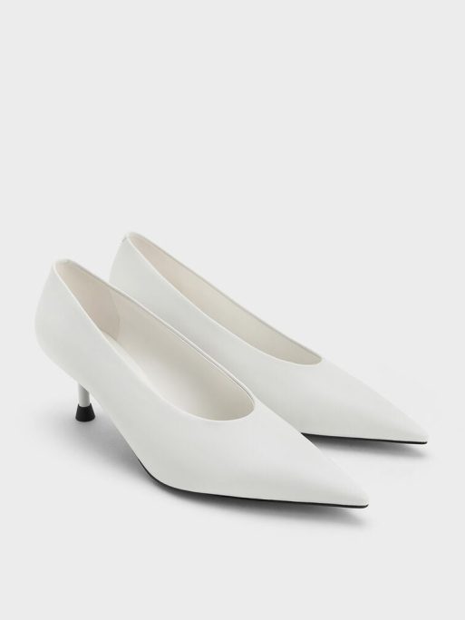 C&K Pointed-Toe Kitten-Heel Pumps - White - Image 2