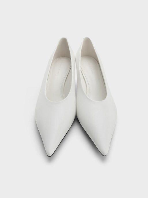 C&K Pointed-Toe Kitten-Heel Pumps - White - Image 4