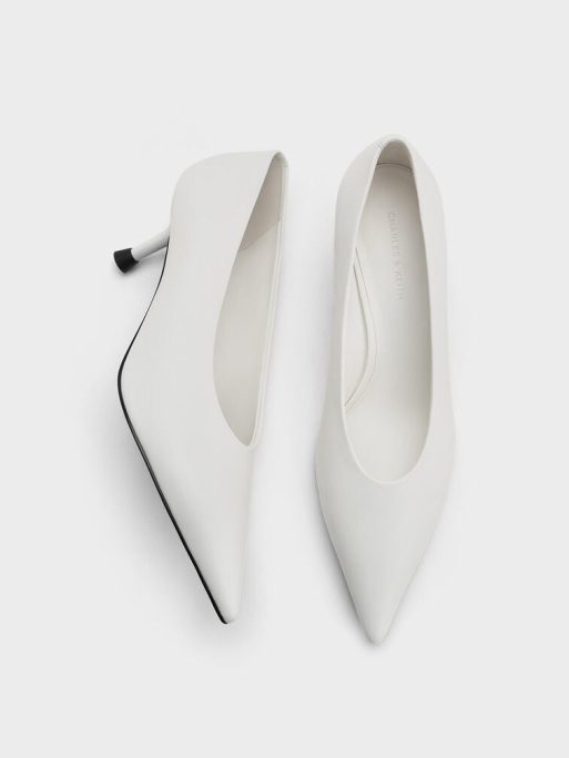 C&K Pointed-Toe Kitten-Heel Pumps - White - Image 5