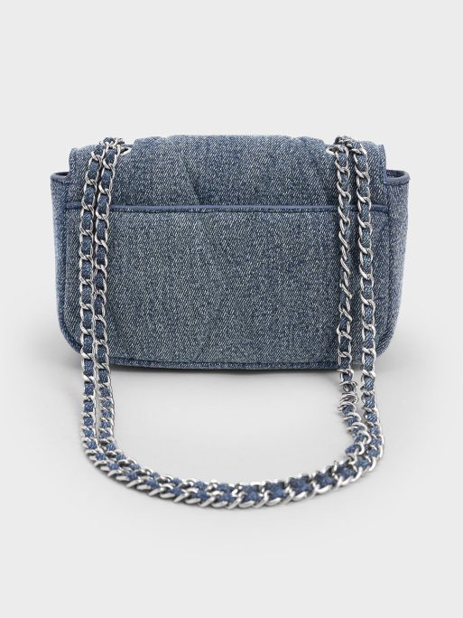 Arwen Denim Quilted Shoulder Bag - Denim Blue - Image 3