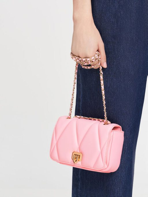 C&K Arwen Quilted Shoulder Bag - Pink - Image 2