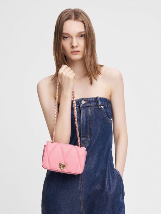 C&K Arwen Quilted Shoulder Bag - Pink - Image 4